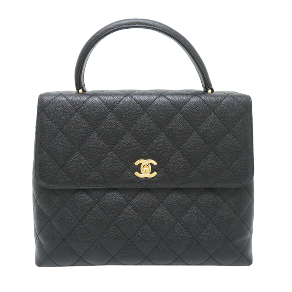 Chanel Top Handle Women's Handbag A12397 Caviar Leather Black